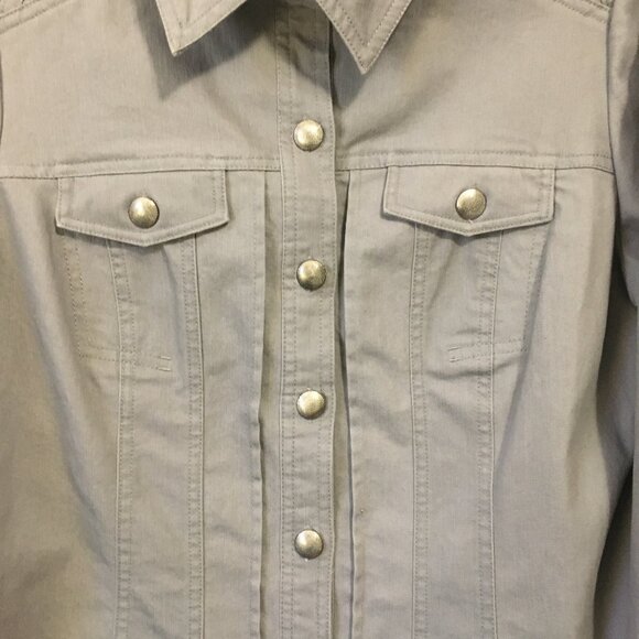 TRIBAL Clay Grey Braided Jean Jacket - Picture 4 of 15